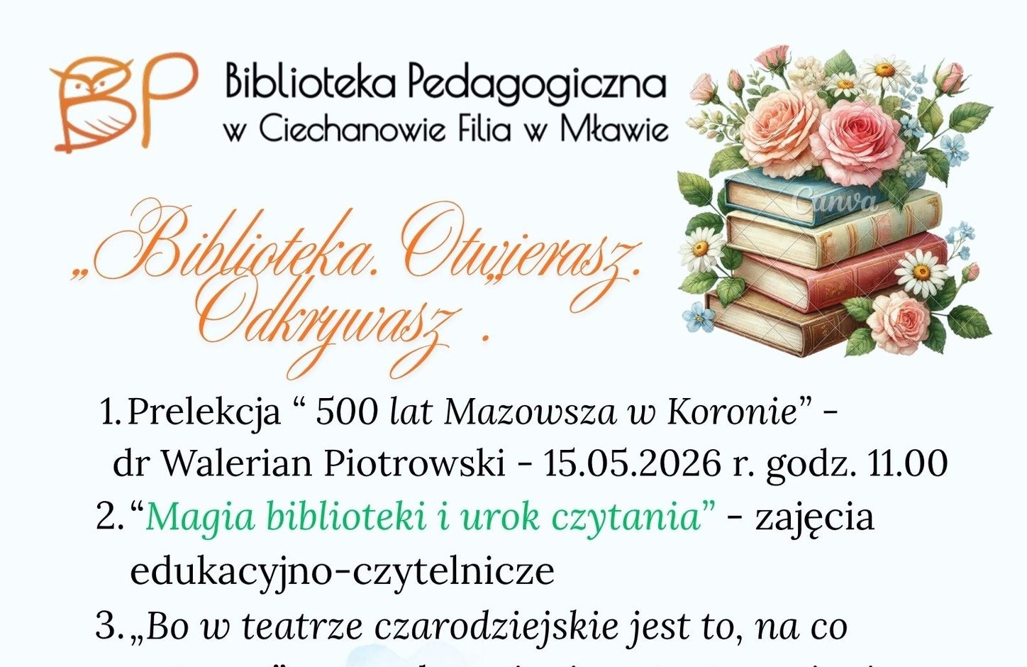 8-15 maja 2026 – Tydzień Bibliotek „Biblioteka. Otwierasz. …